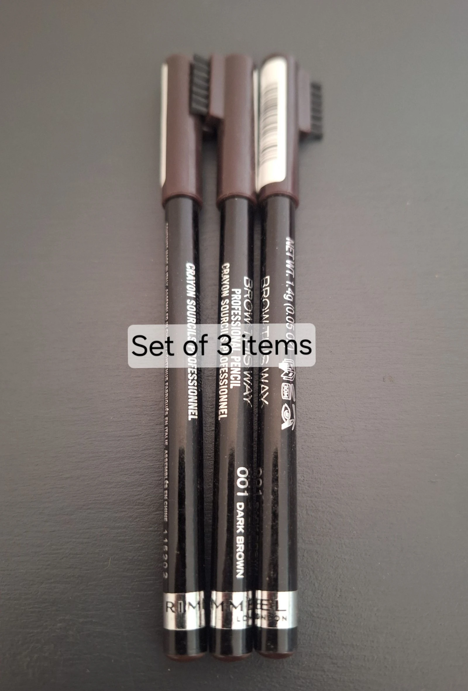 Rimmel wenkbrauwpotlood 001 Dark Brown 3 stuks – photo 2